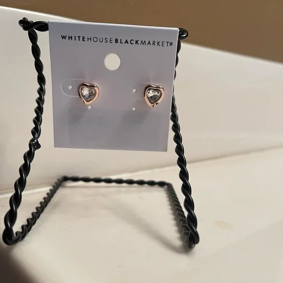 NWT White House Black Market Rose Gold Earrings with Faux Diamond - Picture 1 of 3